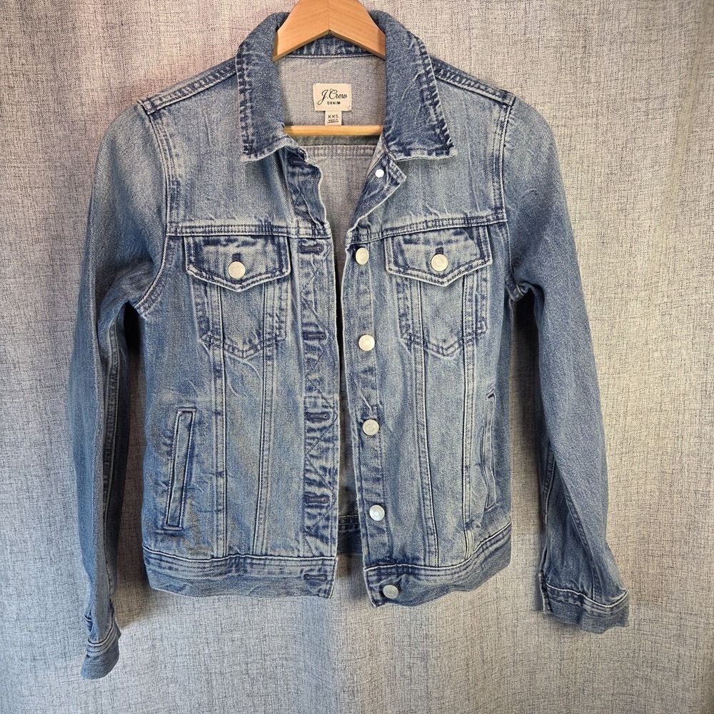 J. Crew Denim Re Imagined Womens Blue Jean Classic Jacket Button Down XXS Retro